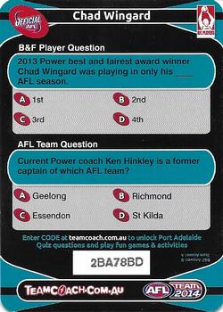 2014 Team Zone AFL Team - Best & Fairest Quiz (Herald Sun) #13 Chad Wingard Back